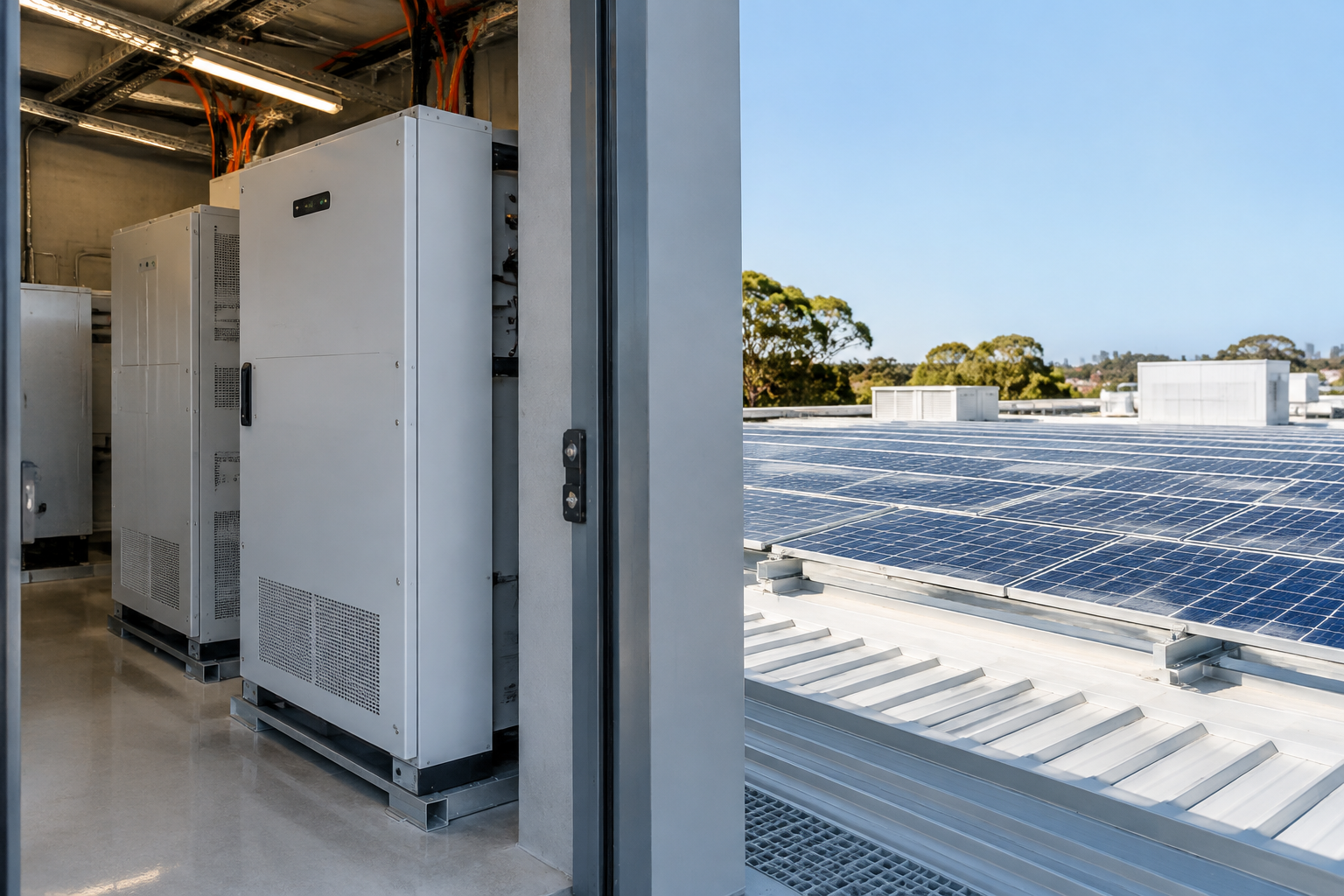 Commercial solar and battery equipment